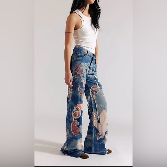Free People Denim - Free people /We The Free Flying High Patched Jeans size 27 28 and 25